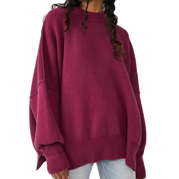 Free People NWT Easy Street Tunic Dreamy Mulberry oversized - Picture 1 of 13